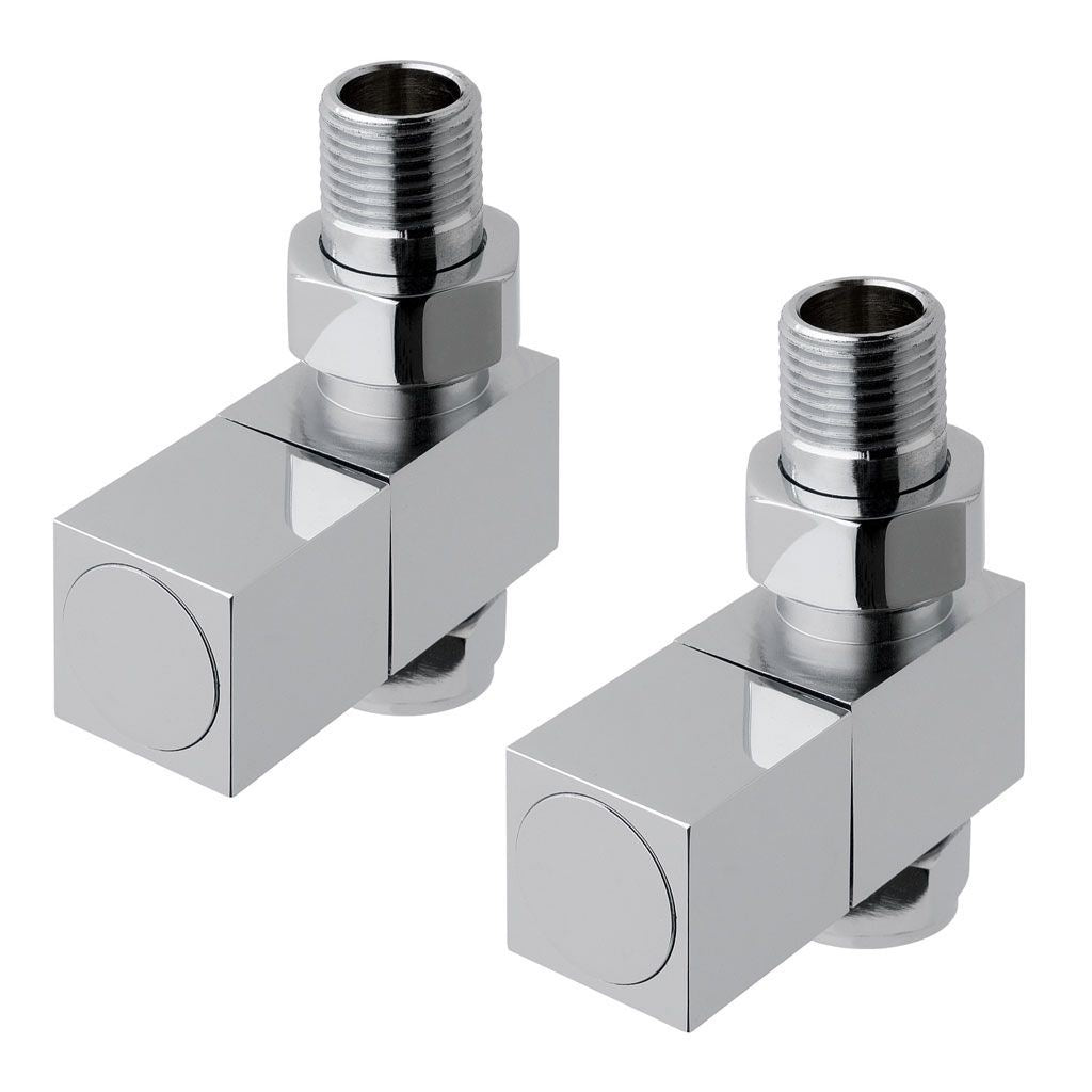Eastbrook Square Head Straight Manual Radiator Valves Pair - Chrome - 12.038
