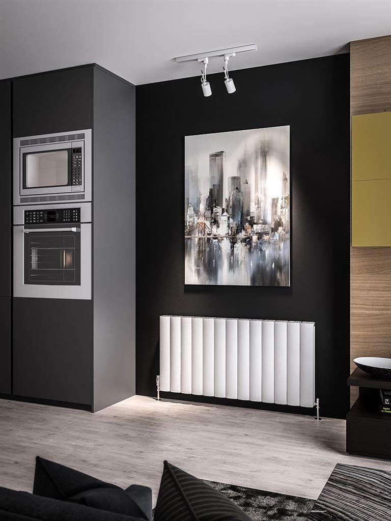 Eastbrook Eastbrook Guardia Straight Horizontal Aluminium in Matt White 600 x 1230 / Dual Fuel