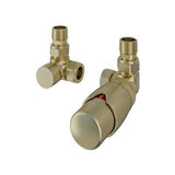 Eastbrook Radiator Valve Eastbrook Darlington Corner Thermostatic Radiator Valve with Lockshield (Pair) Brushed Brass