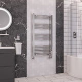 Totally Rads Ladder Rails Eastbrook Wendover Curved Vertical Heated Towel Rail in White 1200 x 600 / Electric Only