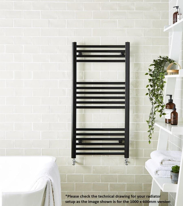 Aquarius Ladder Rails Aquarius Noir High Output Ladder Towel Rail Matt Black 1000 x 500