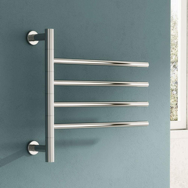 Reina Designer Towel Radiator Reina Rance 455 x 500mm Electric Only Towel Radiator in Polished Stainless Steel