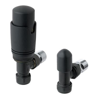 Eastbrook Biava Thermostatic Angled Radiator Valve and Lockshield - Matt Anthracite - 41.3024