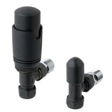 Eastbrook Biava Thermostatic Angled Radiator Valve and Lockshield - Matt Anthracite - 41.3024