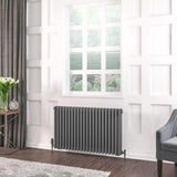 Eastbrook Column Radiator Eastbrook Rivassa Traditional 3 Column Radiator in Matt Anthracite 600 x 1010 / Electric Only