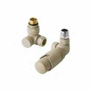 Totally Rads Eastbrook Biava Thermostatic Corner Radiator Valve and Lockshield - Matt Cappuccino - 12.055