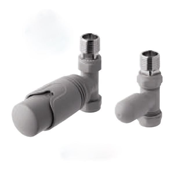 Eastbrook Biava Thermostatic Straight Radiator Valve and Lockshield - Matt Grey - 41.3026