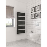 Eastbrook Designer Towel Radiator Eastbrook Helmsley Straight Vertical Designer Towel Rail in Matt Black 1400 x 600 / Dual Fuel