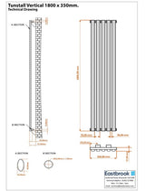 Eastbrook Designer Towel Radiator Eastbrook Tunstall Straight Vertical Designer Radiator in Matt Black