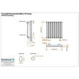 Eastbrook Panel Radiator Eastbrook Tunstall Straight Horizontal Designer Radiator in Matt White
