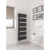 Eastbrook Designer Towel Radiator Eastbrook Helmsley Straight Vertical Designer Towel Rail in Matt Black 1640 x 600 / Dual Fuel