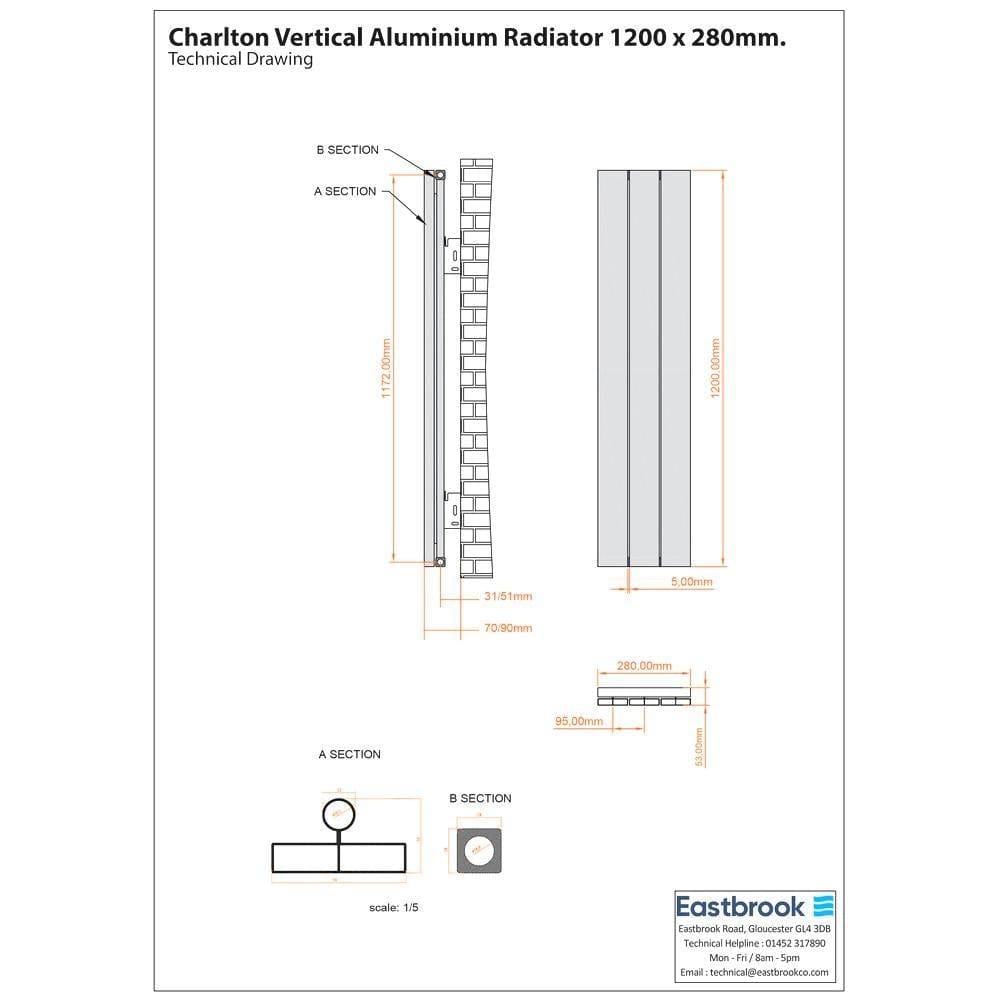 Eastbrook Charlton Vertical Designer Radiator in Matt Black
