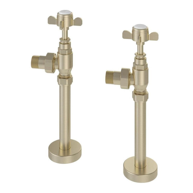 Totally Rads Radiator Valve Eastbrook Traditional Angled Manual Radiator Valve and Tail (Pair) Brushed Brass