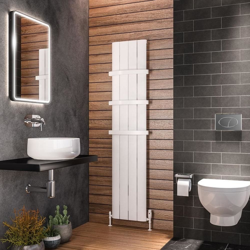 Eastbrook Panel Radiator Eastbrook Peretti Straight Vertical Aluminium Radiator in Matt White 1800 x 375 / Central Heating