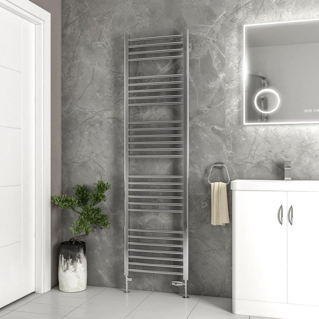 Eastbrook Ladder Rail Eastbrook Wendover Straight Vertical Heated Towel Rail in Polished Stainless Steel 1800 x 500 / Dual Fuel