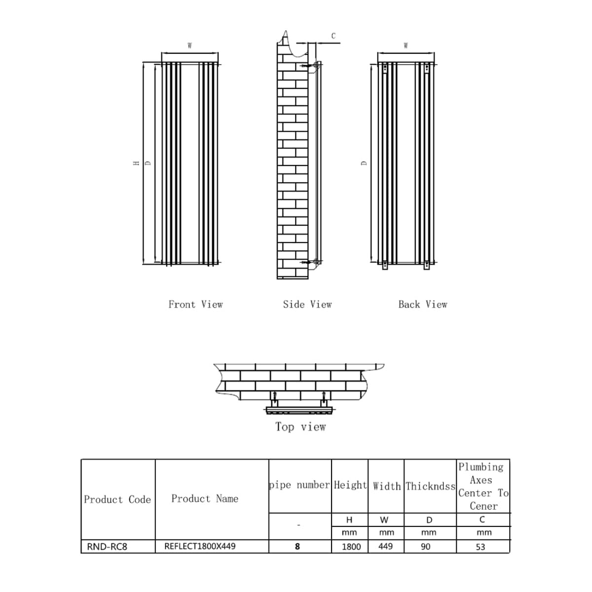 Reina Rads Reina Reflect Vertical Central Heating Radiator with Mirror – Totally Rads