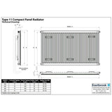 Aquarius Bathrooms Type 11 Aquarius Type 11 Compact Panel Radiator In Gloss White
