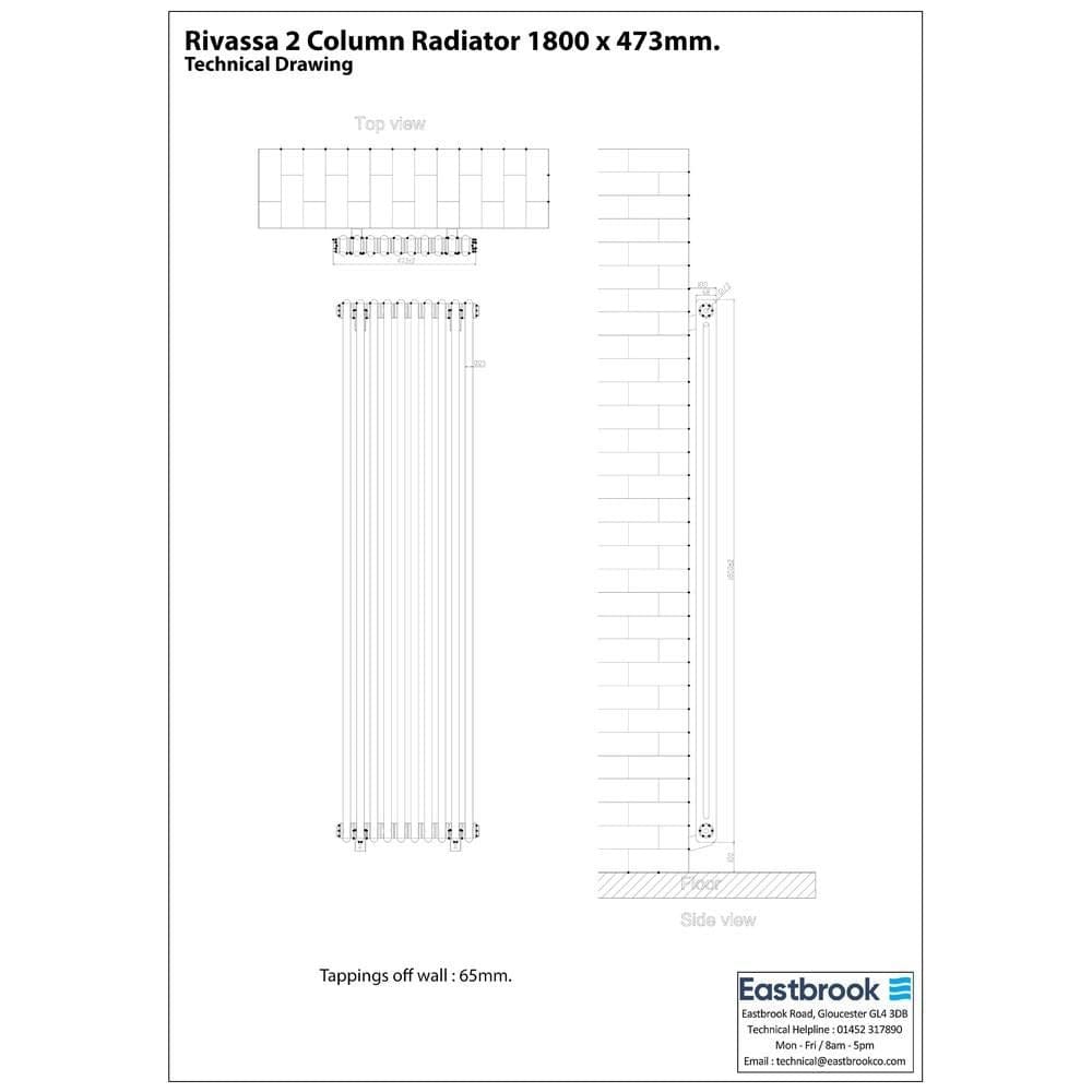 Eastbrook Column Radiator Eastbrook Rivassa Traditional 2 Column Radiator in Matt Anthracite
