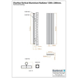 Eastbrook Panel Radiator Eastbrook Charlton Vertical Designer Radiator in Matt White