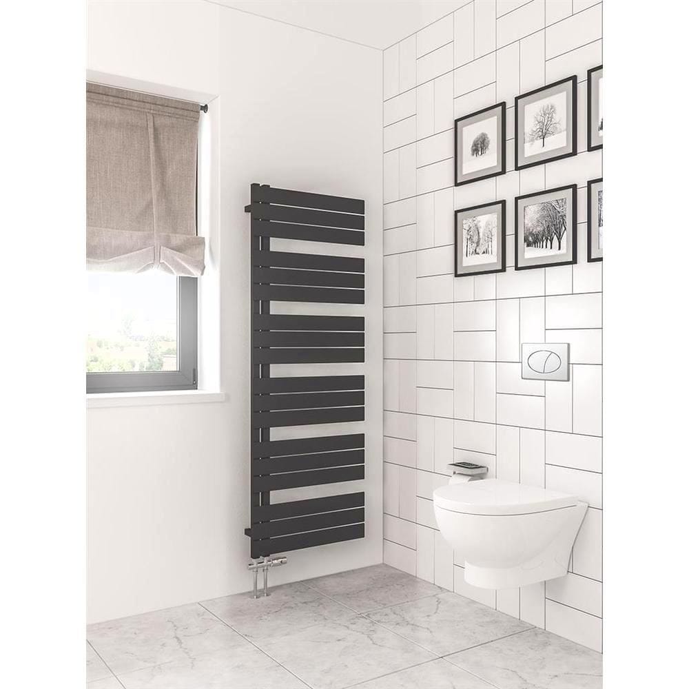 Eastbrook Designer Towel Radiator Eastbrook Helmsley Straight Vertical Designer Towel Rail in Matt Black 1640 x 600 / Electric Only