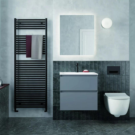 Tissino Ladder Rails Tissino Hugo2 Designer Towel Radiator in Matt Black 1652 x 600 / Central Heating