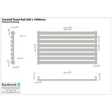 Eastbrook Panel Radiator Eastbrook Tunstall Horizontal Designer Heated Towel Rail - 560mm x 1000mm in Matt Anthracite