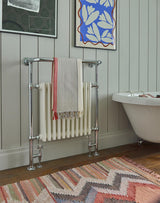 Heritage Insert Radiator Heritage Clifton Floor Mounted Traditional Radiator  - 940 x 734mm - Chrome/White