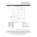 Imperial Traditional Towel Rails Imperial Lund Traditional Heating Towel Rail - 1000 x 700 - Floor Mounted - Chrome - Central Heating