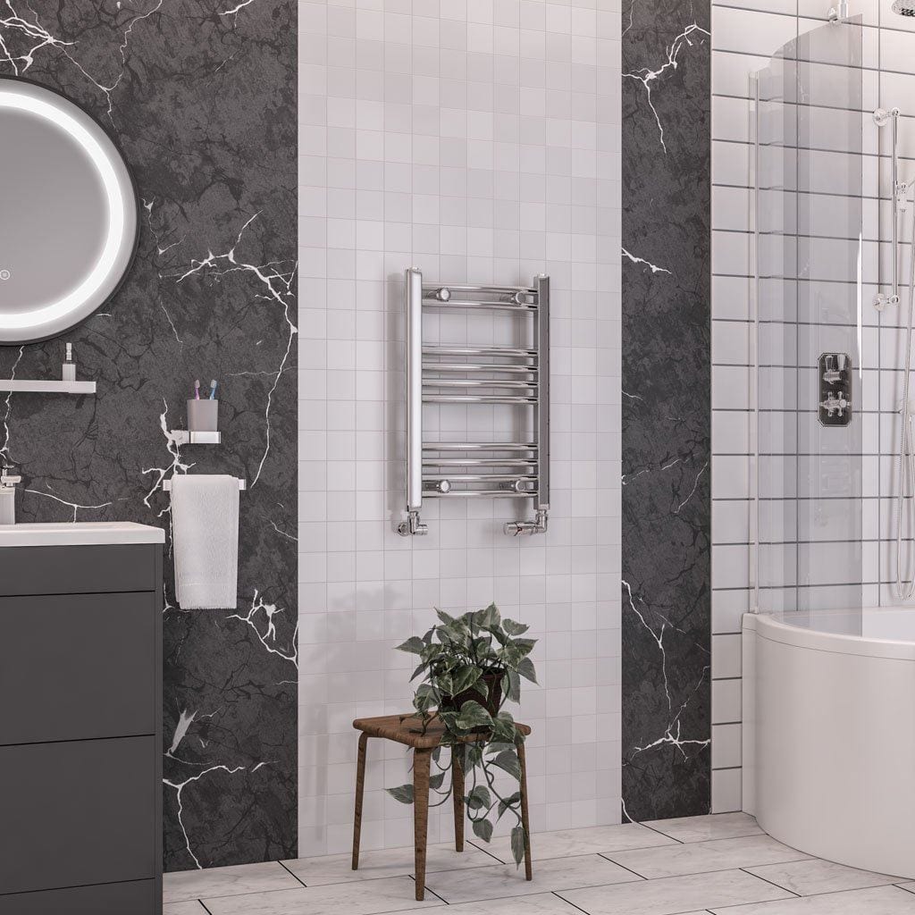 Totally Rads Ladder Rails Eastbrook Wendover Curved Vertical Heated Towel Rail in White 600 x 400 / Electric Only