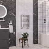 Totally Rads Ladder Rails Eastbrook Wendover Curved Vertical Heated Towel Rail in White 600 x 400 / Electric Only