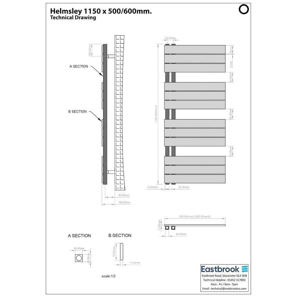 Eastbrook Designer Towel Radiator Eastbrook Helmsley Straight Vertical Designer Towel Rail in Matt Black