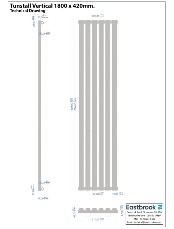 Eastbrook Designer Towel Radiator Eastbrook Tunstall Straight Vertical Designer Radiator in Matt Black