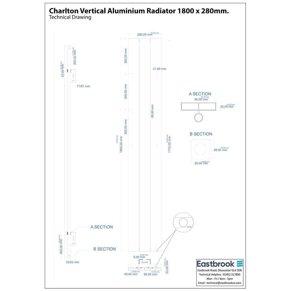 Eastbrook Panel Radiator Eastbrook Charlton Vertical Designer Radiator in Matt White