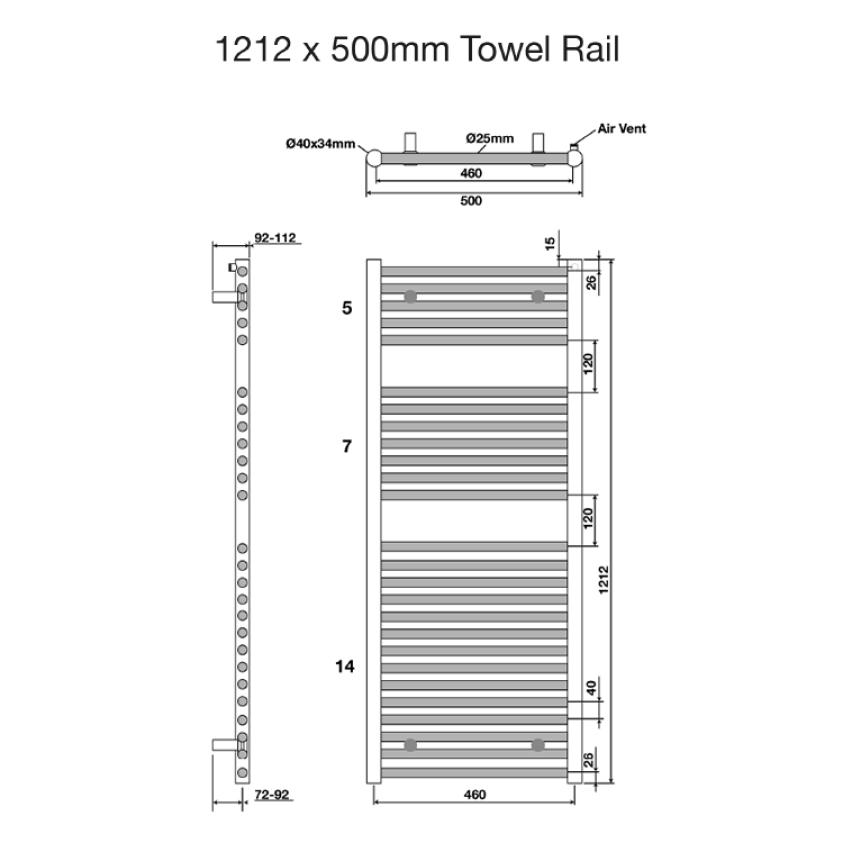 Tissino Ladder Rails Tissino Hugo2 Designer Towel Radiator in Anthracite