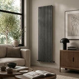 Aquarius Bathrooms Column Radiator Aquarius Athens Single Vertical Column Radiator in Anthracite 1800 x600mm