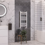 Totally Rads Ladder Rails Eastbrook Wendover Curved Vertical Heated Towel Rail in White 800 x 400 / Central Heating
