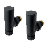 Eastbrook Round Head Angled Manual Radiator Valves Pair - Matt Black - 41.3012