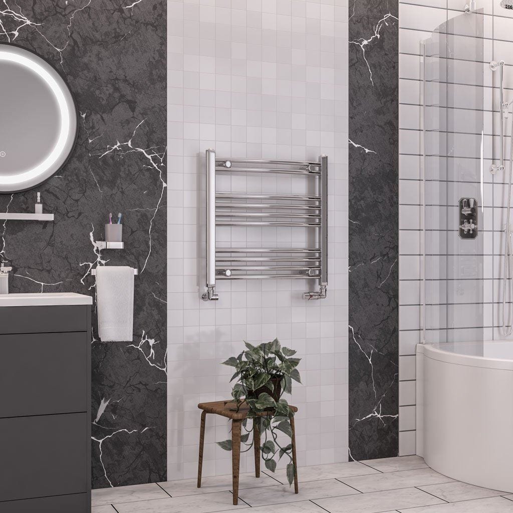 Totally Rads Ladder Rails Eastbrook Wendover Curved Vertical Heated Towel Rail in White 600 x 600 / Electric Only