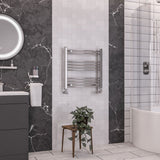 Totally Rads Ladder Rails Eastbrook Wendover Curved Vertical Heated Towel Rail in White 600 x 600 / Electric Only