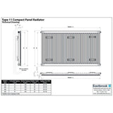 Aquarius Type 11 Compact Panel Radiator In Gloss White