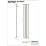Eastbrook Panel Radiator Eastbrook Tunstall Vertical Designer Radiator - 1800 x 280mm - Matt White