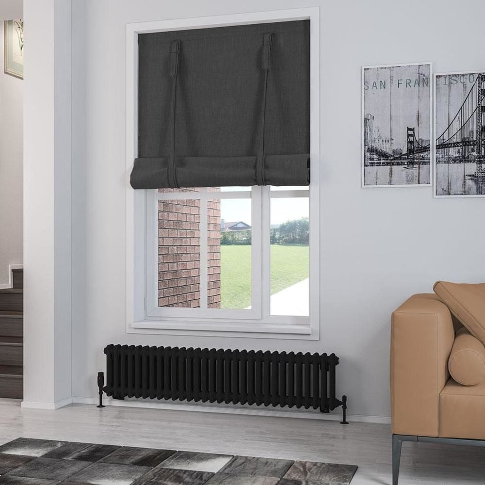 Eastbrook Column Radiator Eastbrook Rivassa Traditional 2 Column Radiator in Matt Black 300 x 1373 / Central Heating