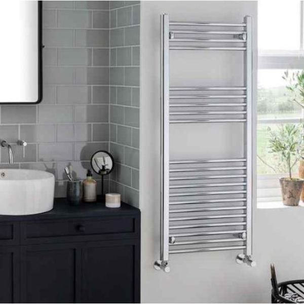 Vogue Ladder Rails Vogue Axis Straight Ladder Towel Rail in Chrome 800 x 400 / Dual Fuel