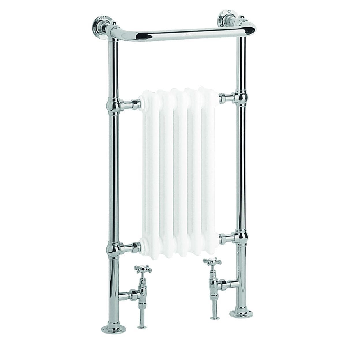 Heritage Insert Radiator Heritage Baby Clifton Traditional Floor Mounted Radiator - 940 x 498mm Chrome/White