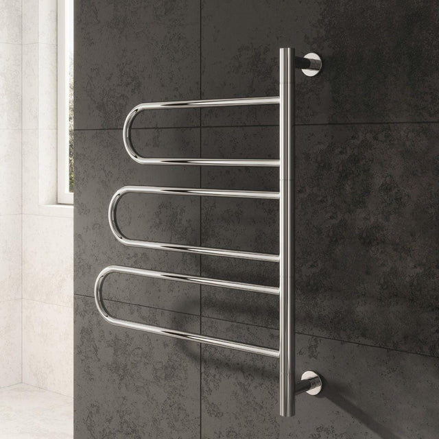 Reina Designer Towel Radiator Reina Orne 750 x 550mm Electric Only Towel Radiator in Polished Stainless Steel
