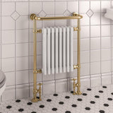 Eastbourne Inset Radiator Eastbrook Isbourne Straight Vertical Traditional Radiator in Brushed Brass/Gloss White Electric Only