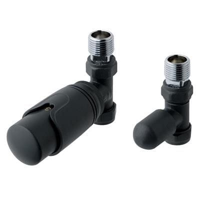 Totally Rads Eastbrook Biava Thermostatic Straight Radiator Valve and Lockshield - Matt Anthracite - 41.3021