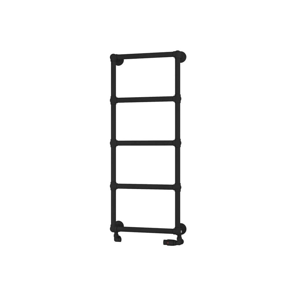 Eastbrook Traditional Towel Rail Eastbrook Stour Vertical Traditional Heated Towel Rail in Matt Black 1195 x 500 / Dual Fuel