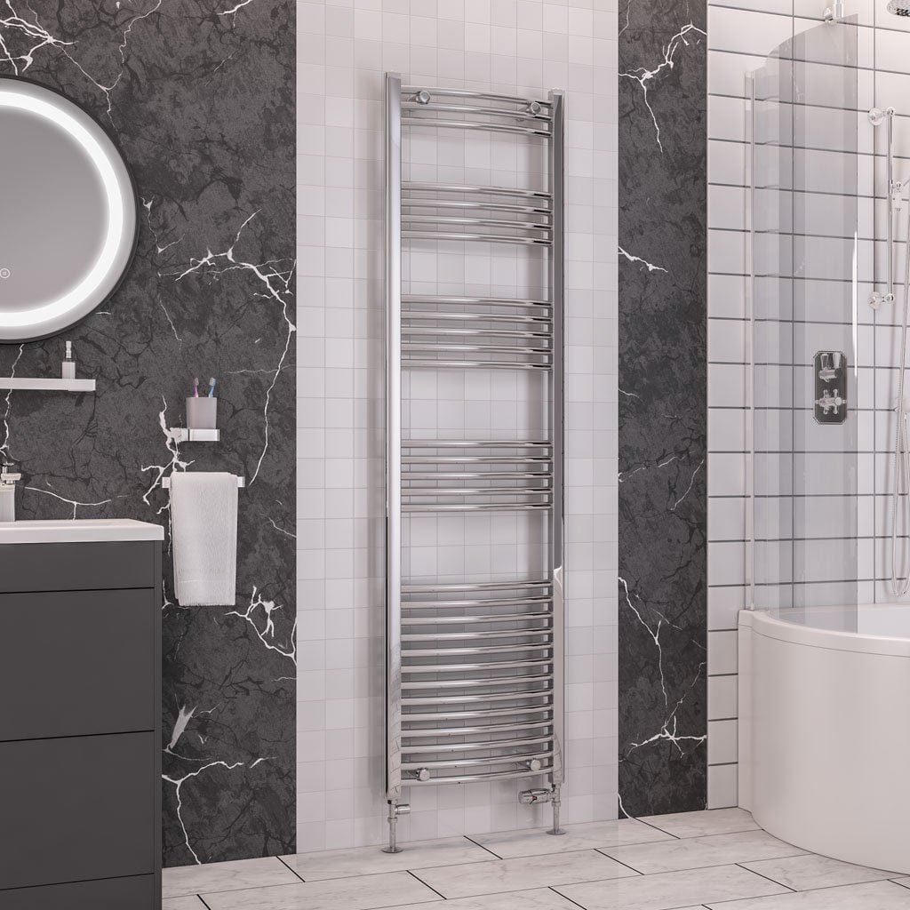 Totally Rads Ladder Rails Eastbrook Wendover Curved Vertical Heated Towel Rail in White 1800 x 500 / Electric Only