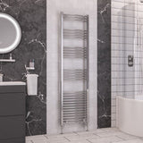Totally Rads Ladder Rails Eastbrook Wendover Curved Vertical Heated Towel Rail in White 1800 x 500 / Electric Only